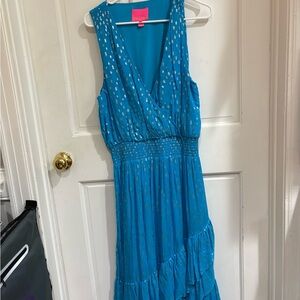 Lilly Pulitzer Blue Maxi Dress with Gold Accents
